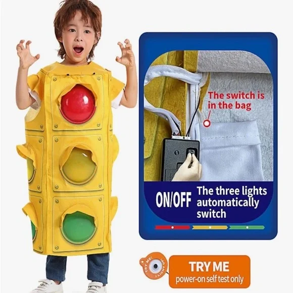 Light Up Toddler Traffic Light Costume with Red, Yellow, Green Lights - Picture 2 of 4